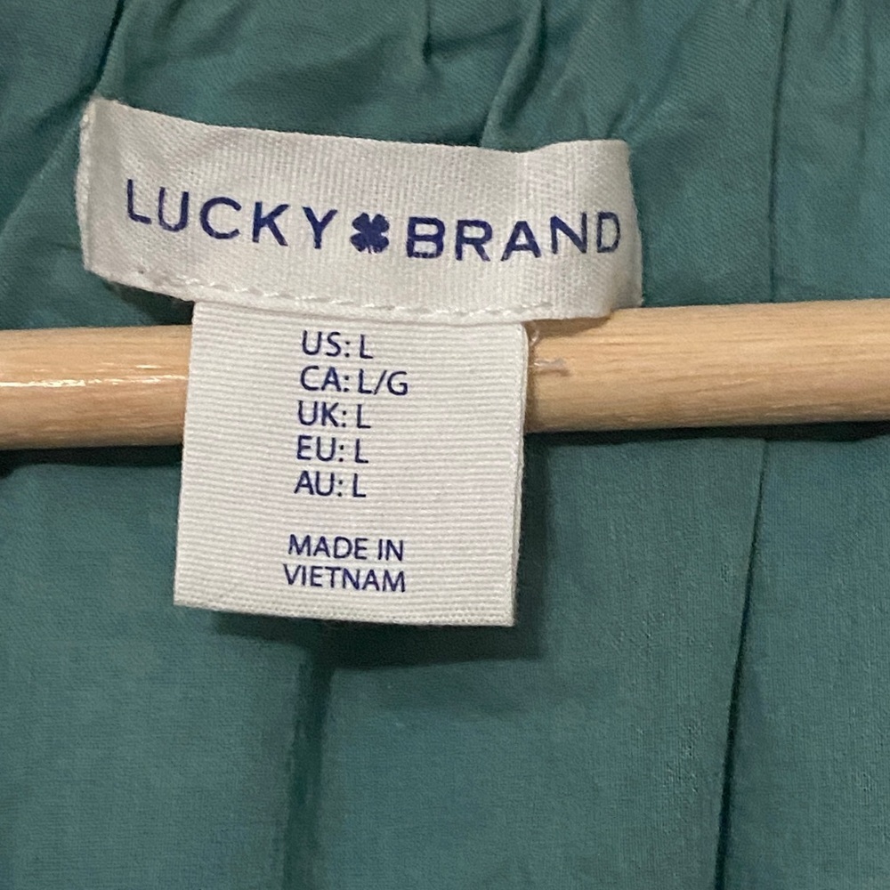 Lucky Brand Green Long Sleeve Dress with Leaf Pattern - Picture 3 of 7